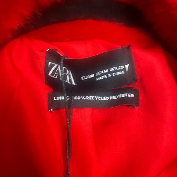 Zara faux red fur jacket - Picture 2 of 6